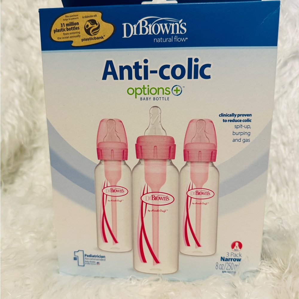 Dr. Brown's Anti-Colic Baby Bottle 3-Pack - Pink